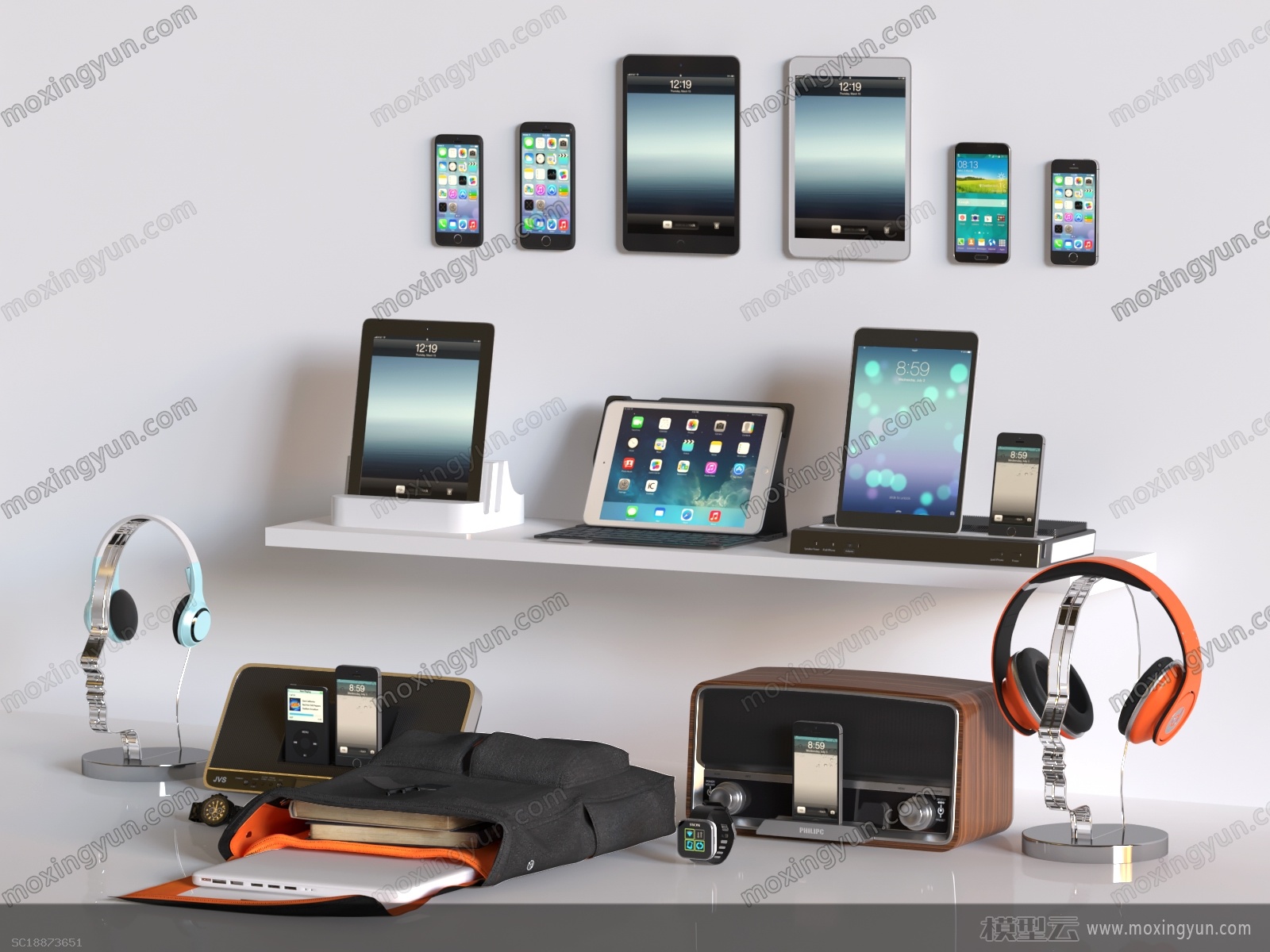 現(xiàn)代蘋果手機(jī)平板數(shù)碼產(chǎn)品組合3D模型下載指南